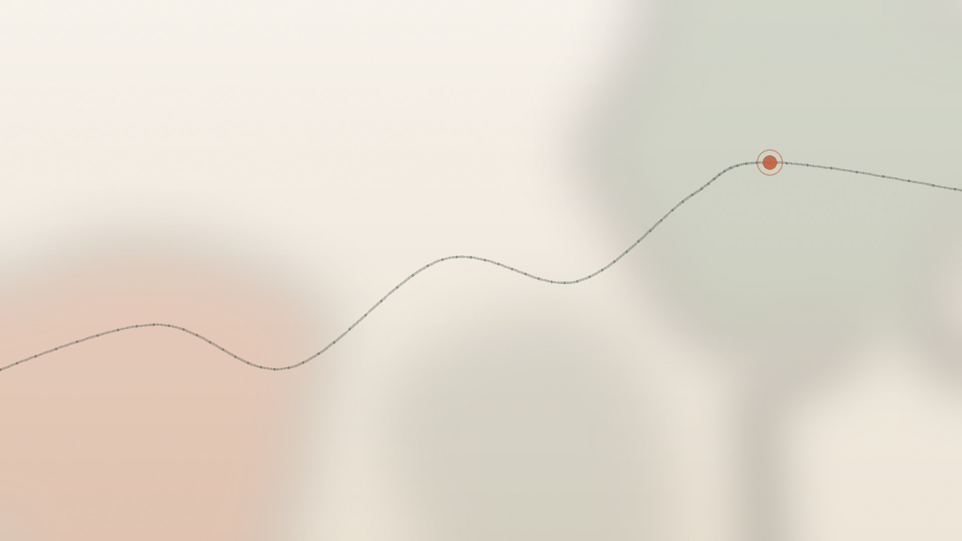 Abstract illustration of a winding path across warm, layered terrain — the visual signature of Tara's Way.